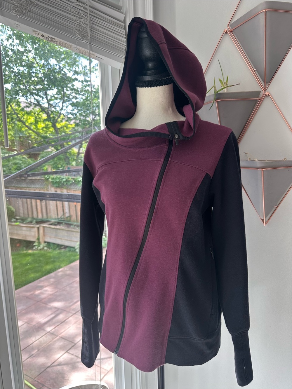 THE NORTH FACE Womens Hooded Zip Jacket Hoodie Sweatshirt Burgundy/Black Sz Med